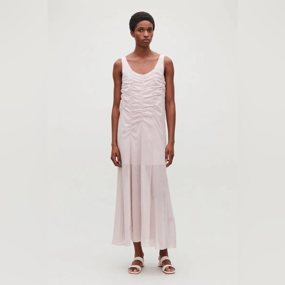 COS | Maxi Ruffle Lavender Gathered Sleeveless Dress Size 6 Brand New